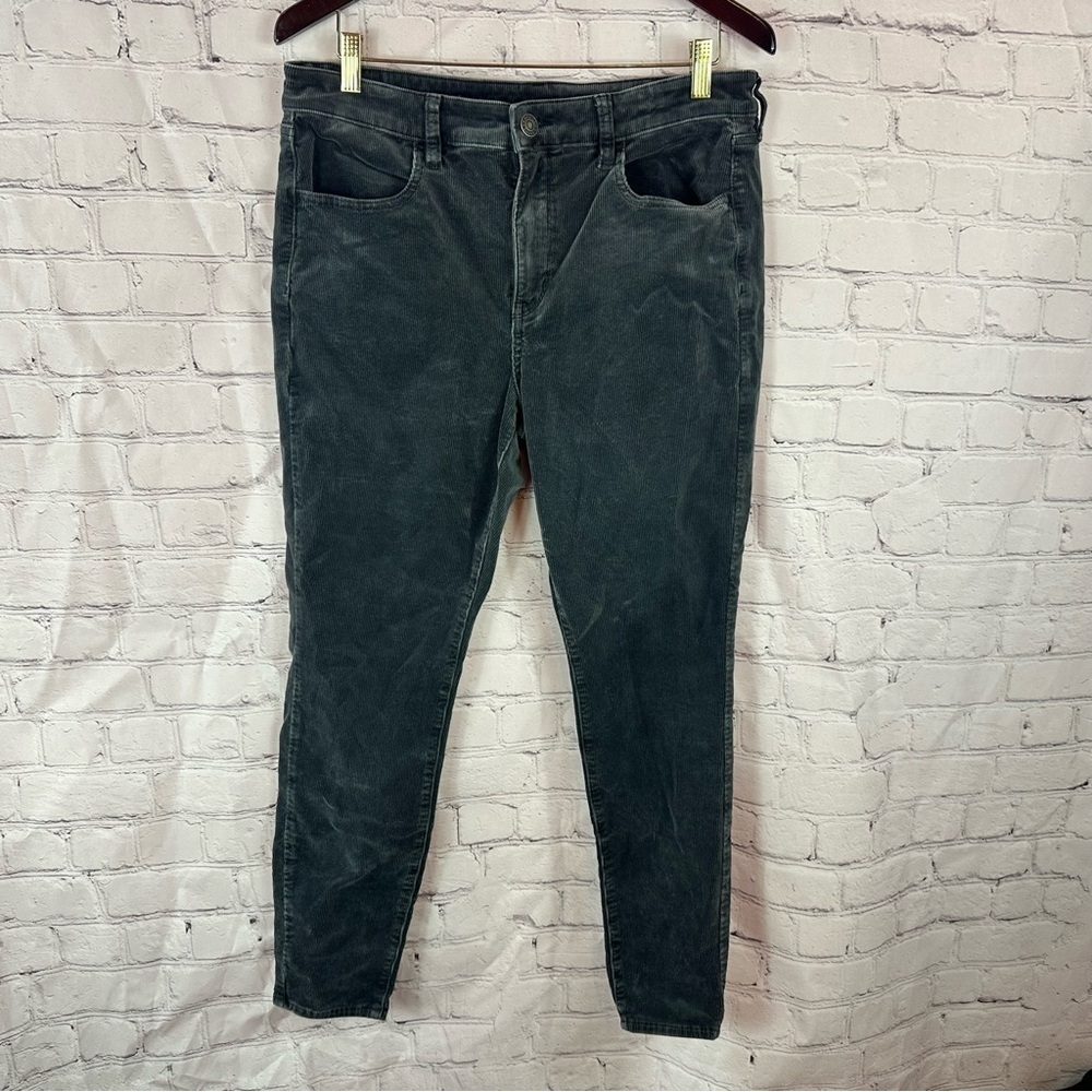 american eagle faded Black corduroy jeans super stretch Pants women 14
